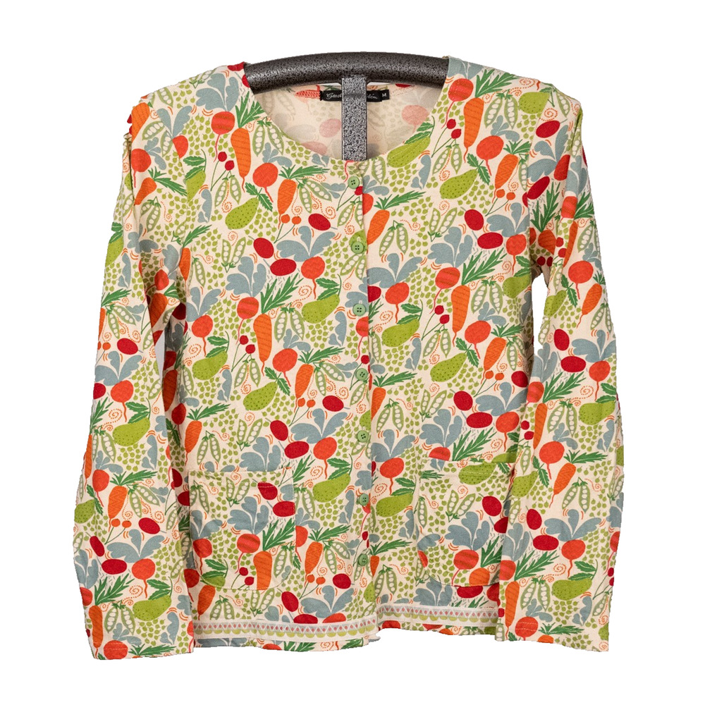 Gudrun Sjoden Cotton Cardigan MEDIUM Whimsical Cottage Garden Fairy Farm Earthy